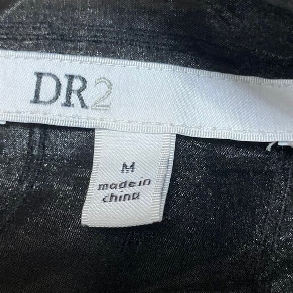 DR2 Women's Black Striped Long Sleeve Button Down Sheer Tunic Blouse Shirt Top M - Picture 4 of 5